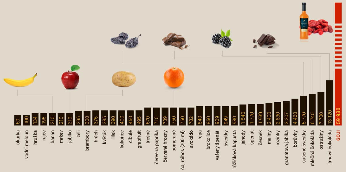 porovnání antioxidačních schopností potravin