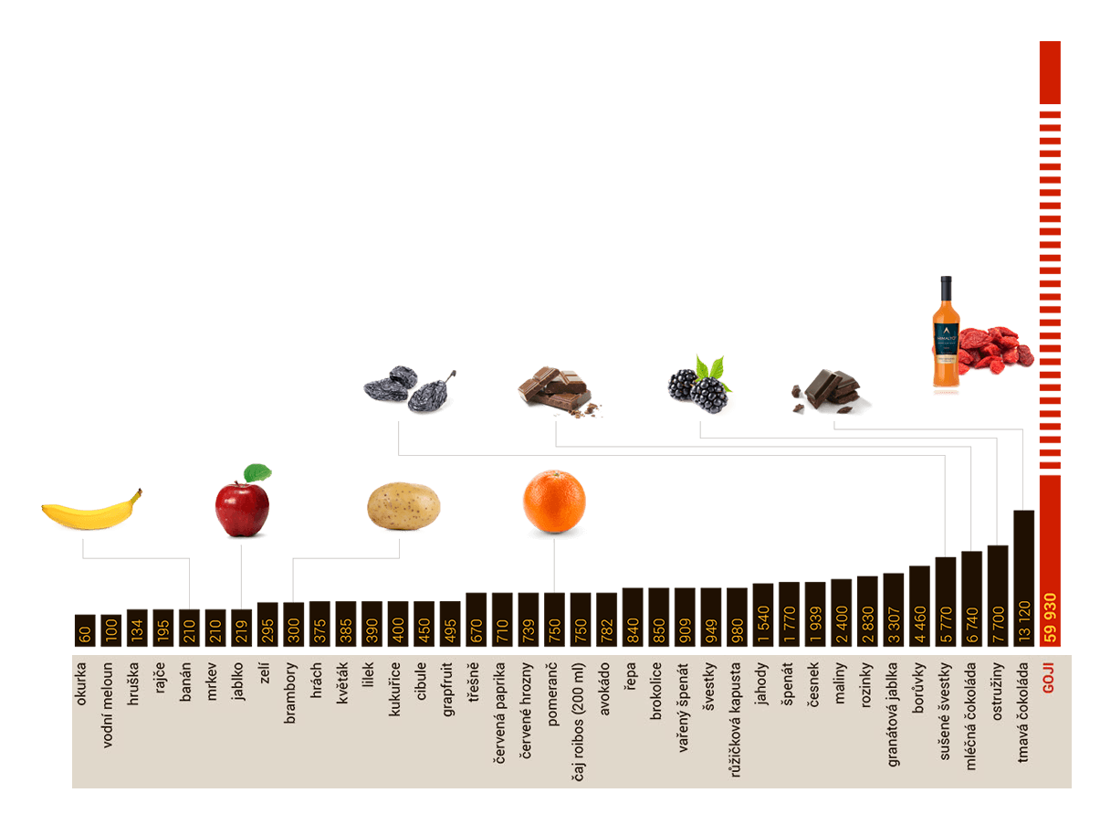porovnání antioxidačních schopností potravin